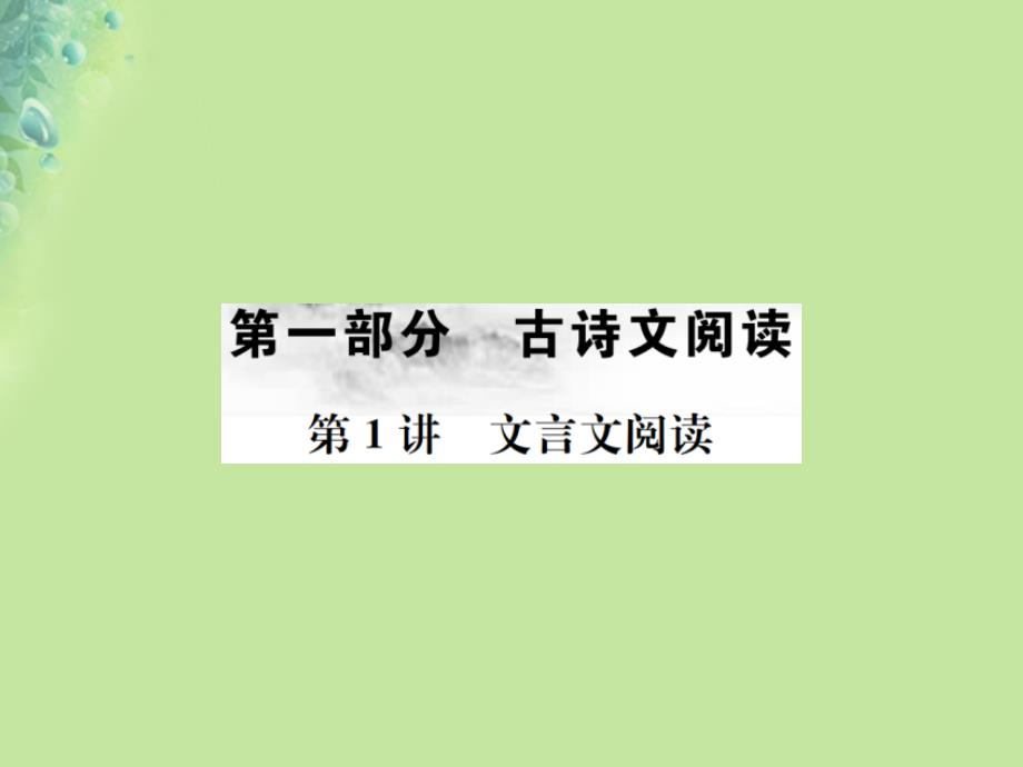 （云南专版）2019届中考语文 第一部分 古诗文阅读 第1讲 文言文阅读复习课件_第1页