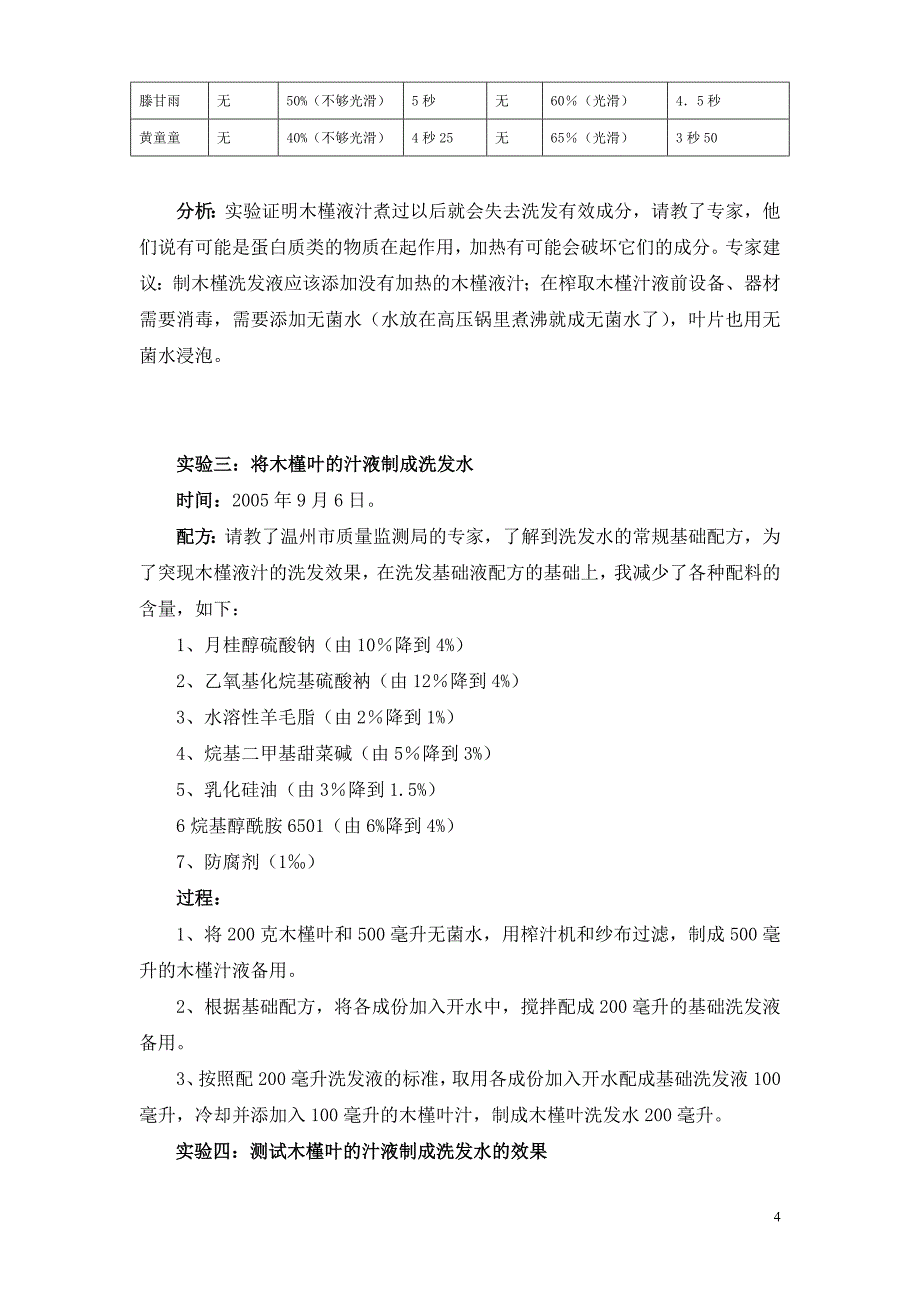 木槿叶和稻草灰制洗发后随的实验研究_第4页