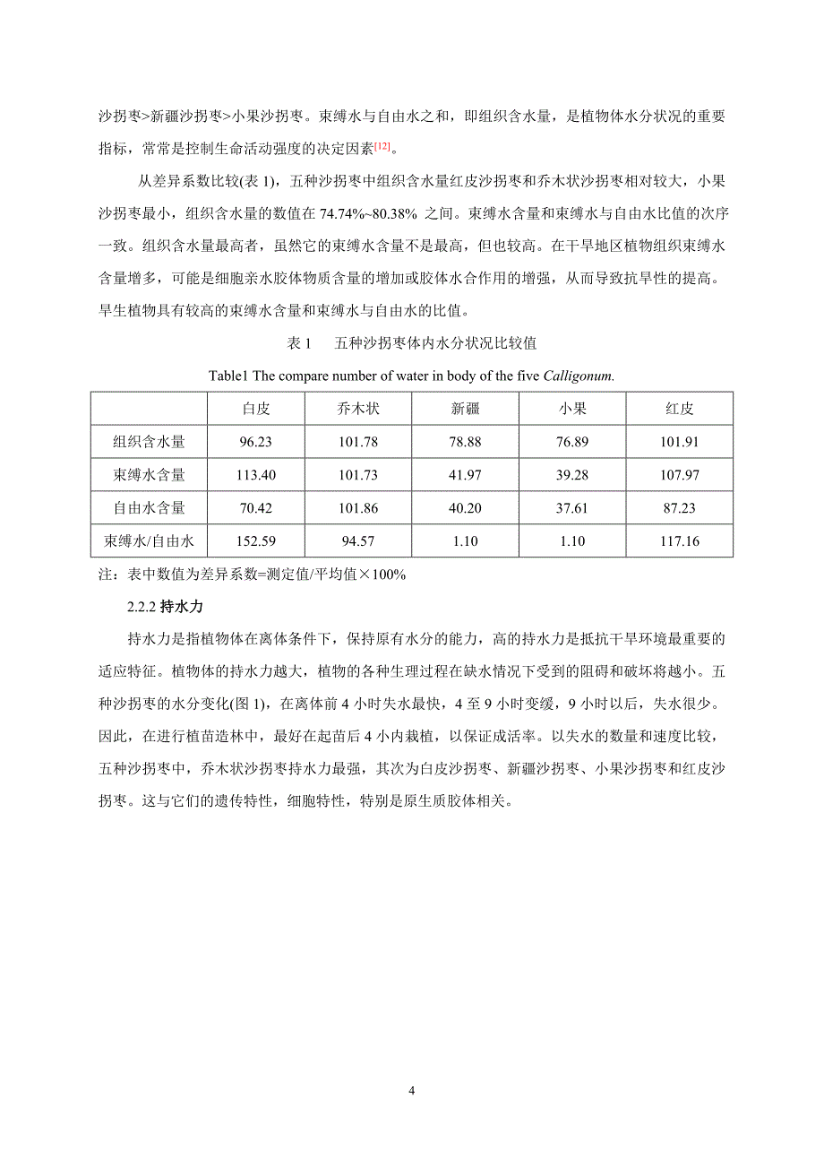 五种沙柺枣水分生理特性的研究_第4页