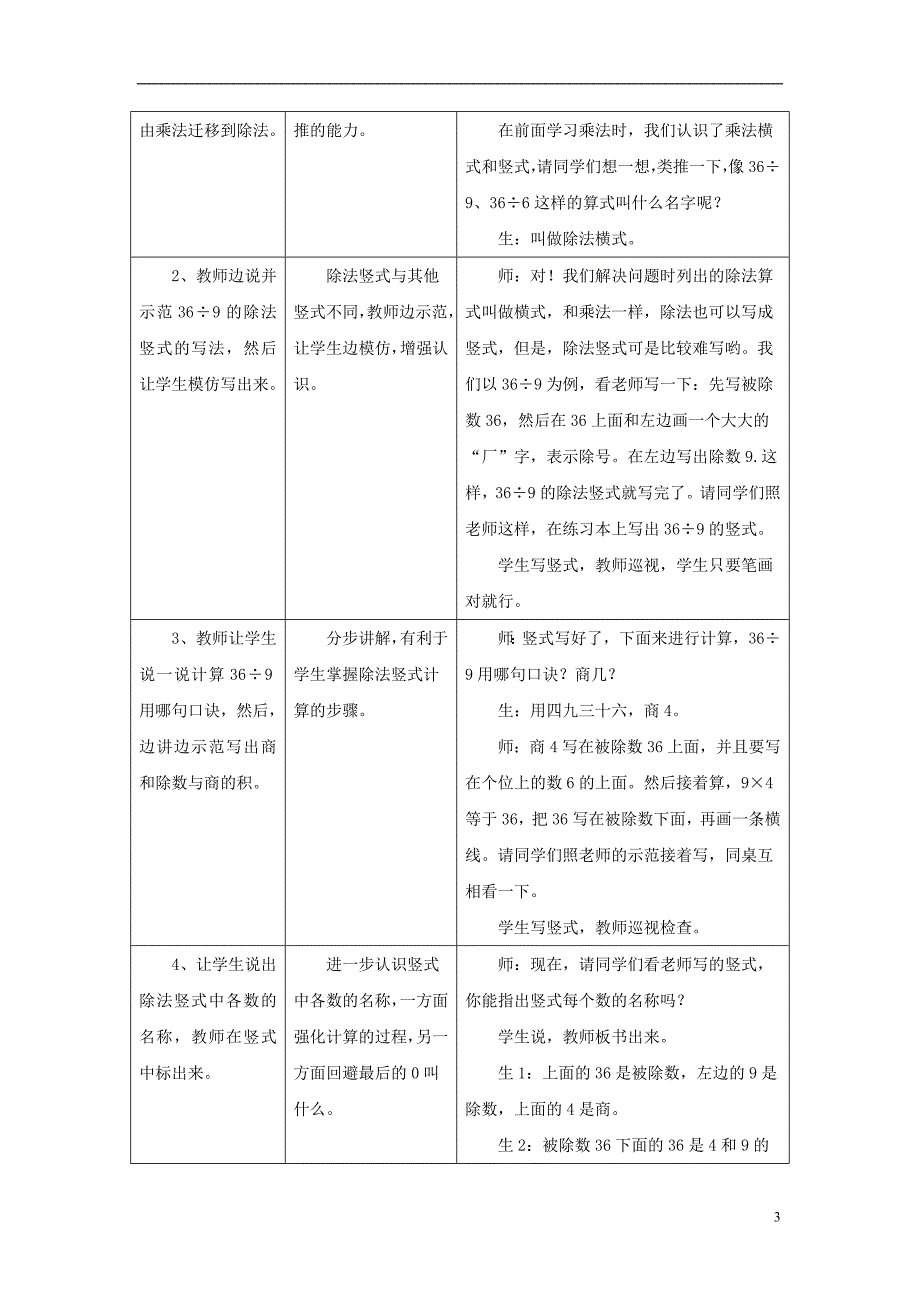 2016秋二年级数学上册 7.2《认识除法竖式》教案 （新版）冀教版_第3页