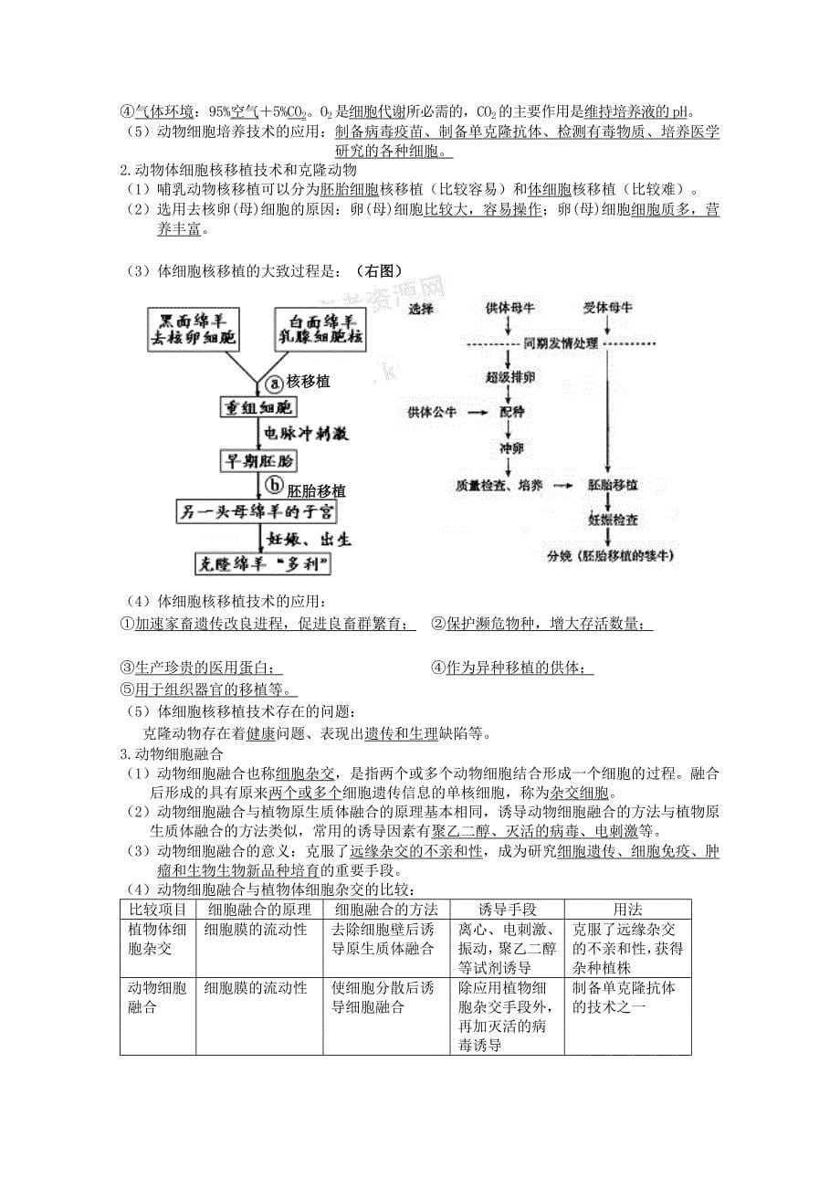 2011届高三生物一轮复习必备精品：专题23 细胞工程、胚胎工程、克隆技术_第5页