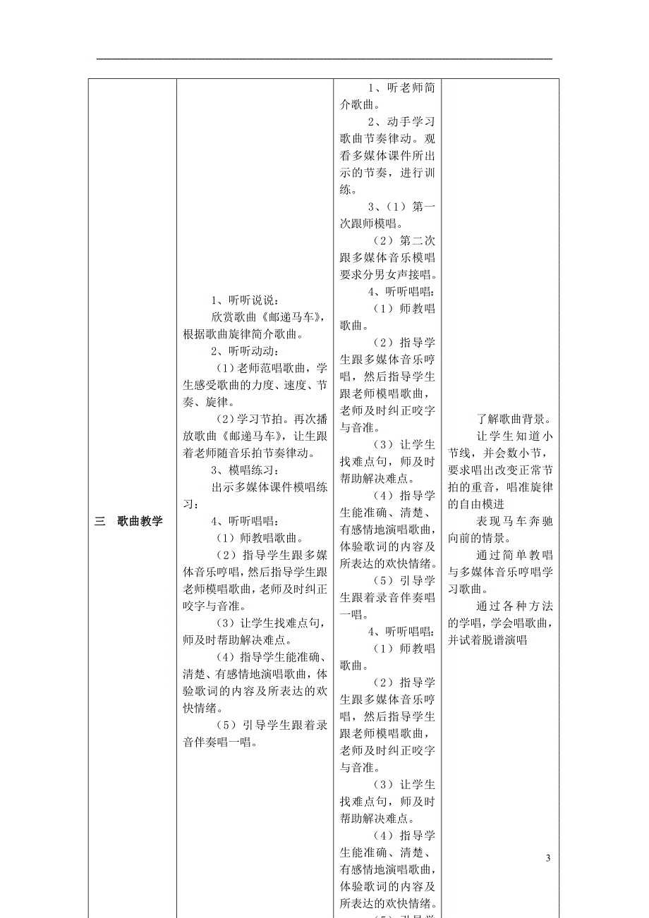 2016秋二年级音乐上册 第五单元《邮差马车》教案 苏少版_第3页