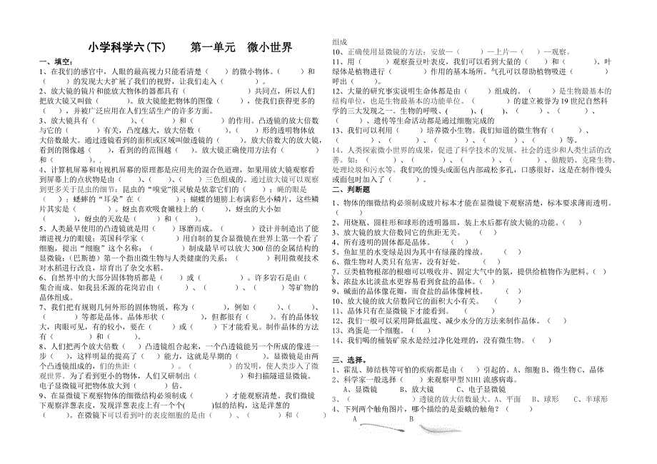 新泽小学六科下1.微小世界(正稿)._第1页