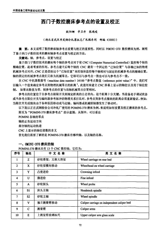 西门子数控磨床参考点的设置及校正