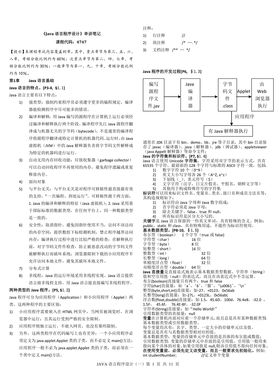 自考《java语言程序设计》串讲笔记_第1页