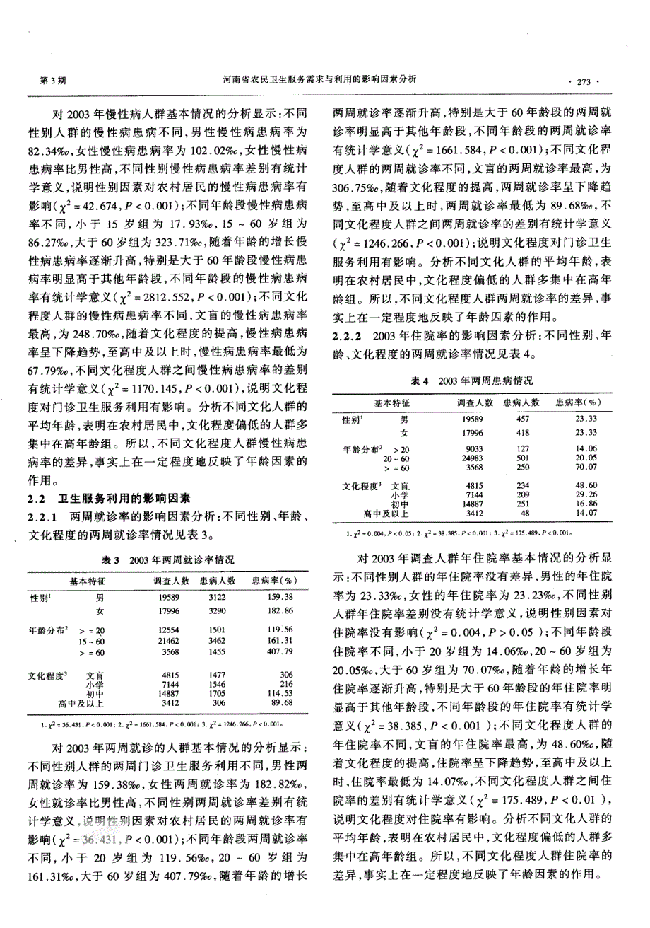 河南省农民卫生服务需求与利用的影响因素分析_第3页