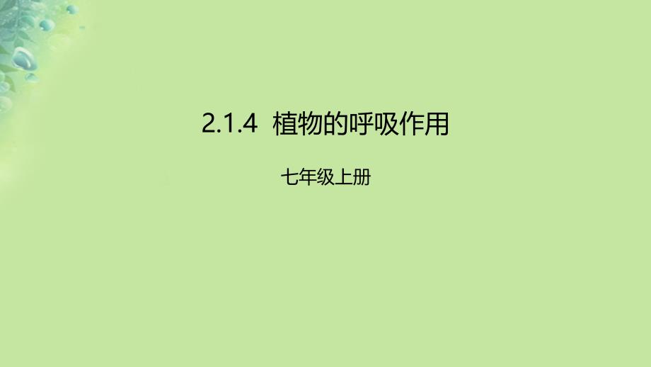 2018年七年级生物上册 2.1.4《绿色植物的呼吸作用》课件 （新版）济南版_第1页