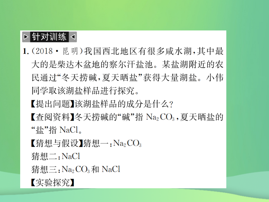 （云南专版）2019年中考化学总复习 题型复习（四）实验与探究题课件_第2页