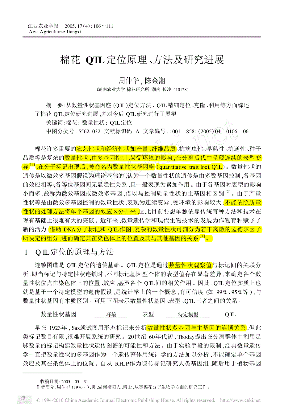 棉花qtl定位原理_方法及研究进展_第1页
