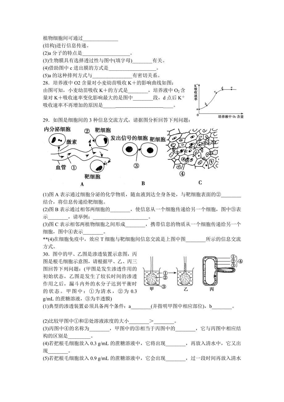 四川省泸州高级教育培训学校2012-2013学年高一生物课时练习 细胞膜的结构与功能_第5页