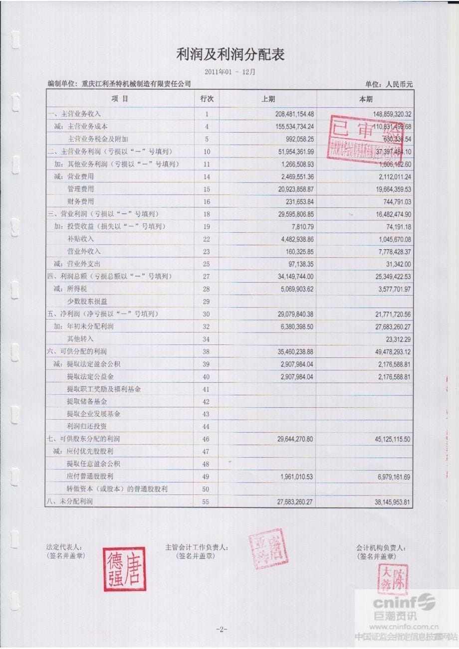 重庆江利圣特机械制造有限责任公司2011年年度审计报告_第5页