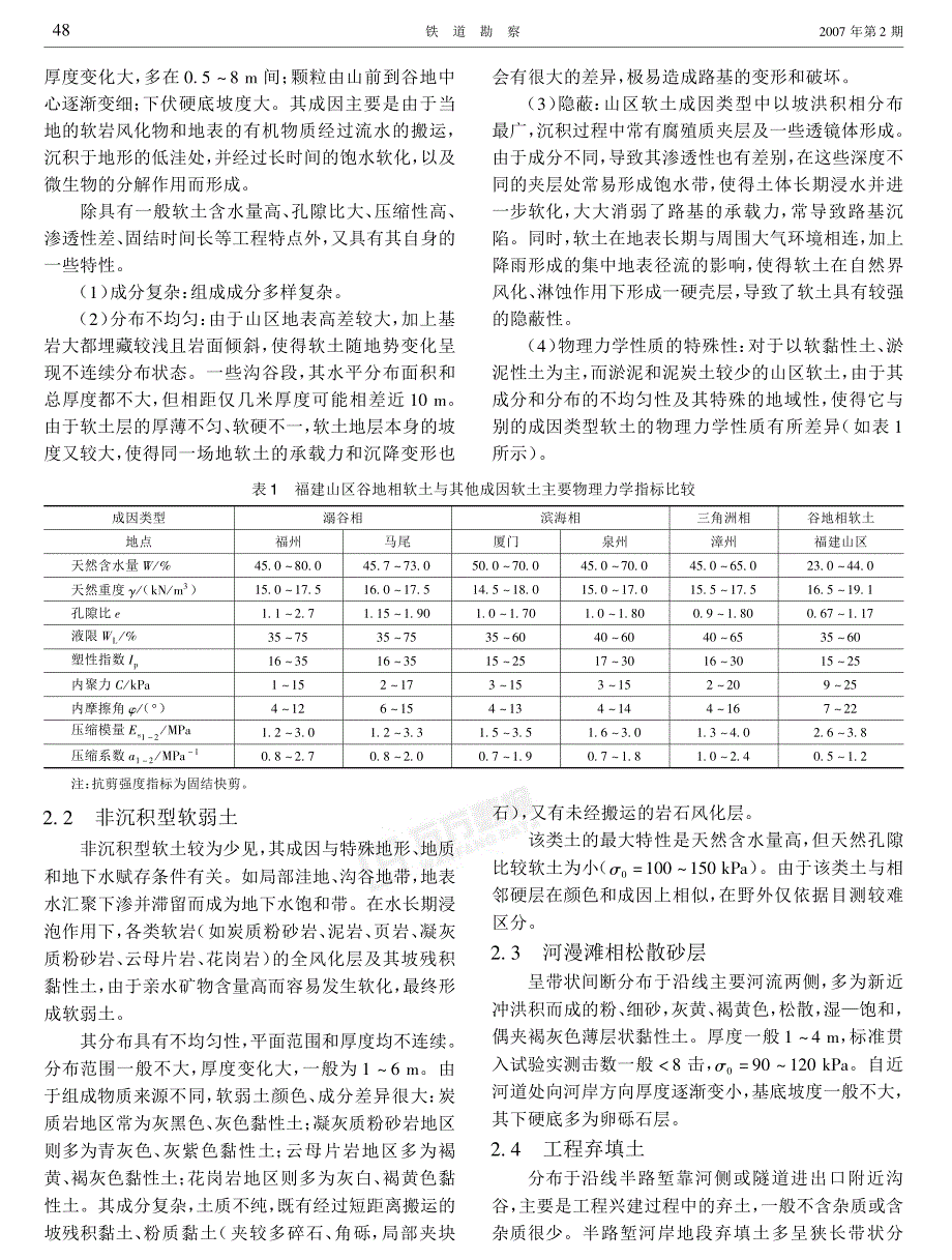 福建山区铁路沿线软弱土分类及工程特性_第2页
