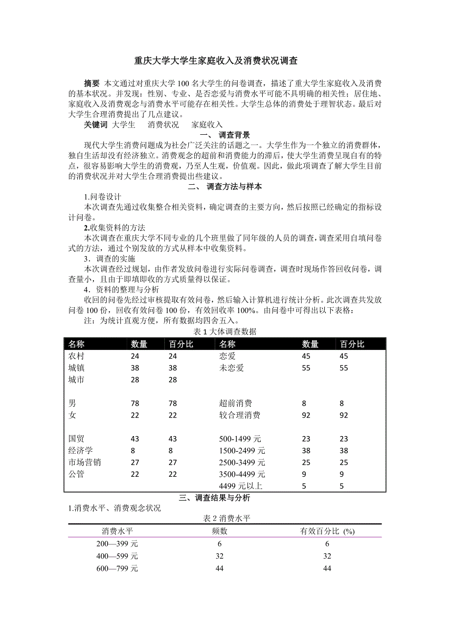 重庆大学大学生家庭收入及消费状况调查_第1页