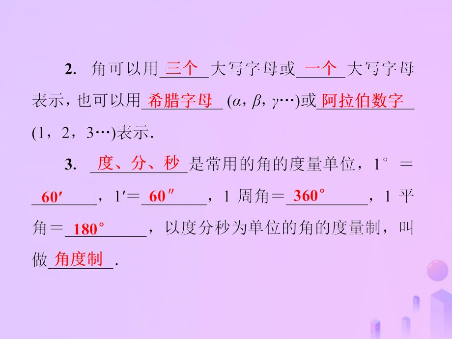 2018年秋七年级数学上册 第4章 圆形的初步认识 4.6 角 第1课时 角的定义及表示方法课件 （新版）华东师大版_第3页