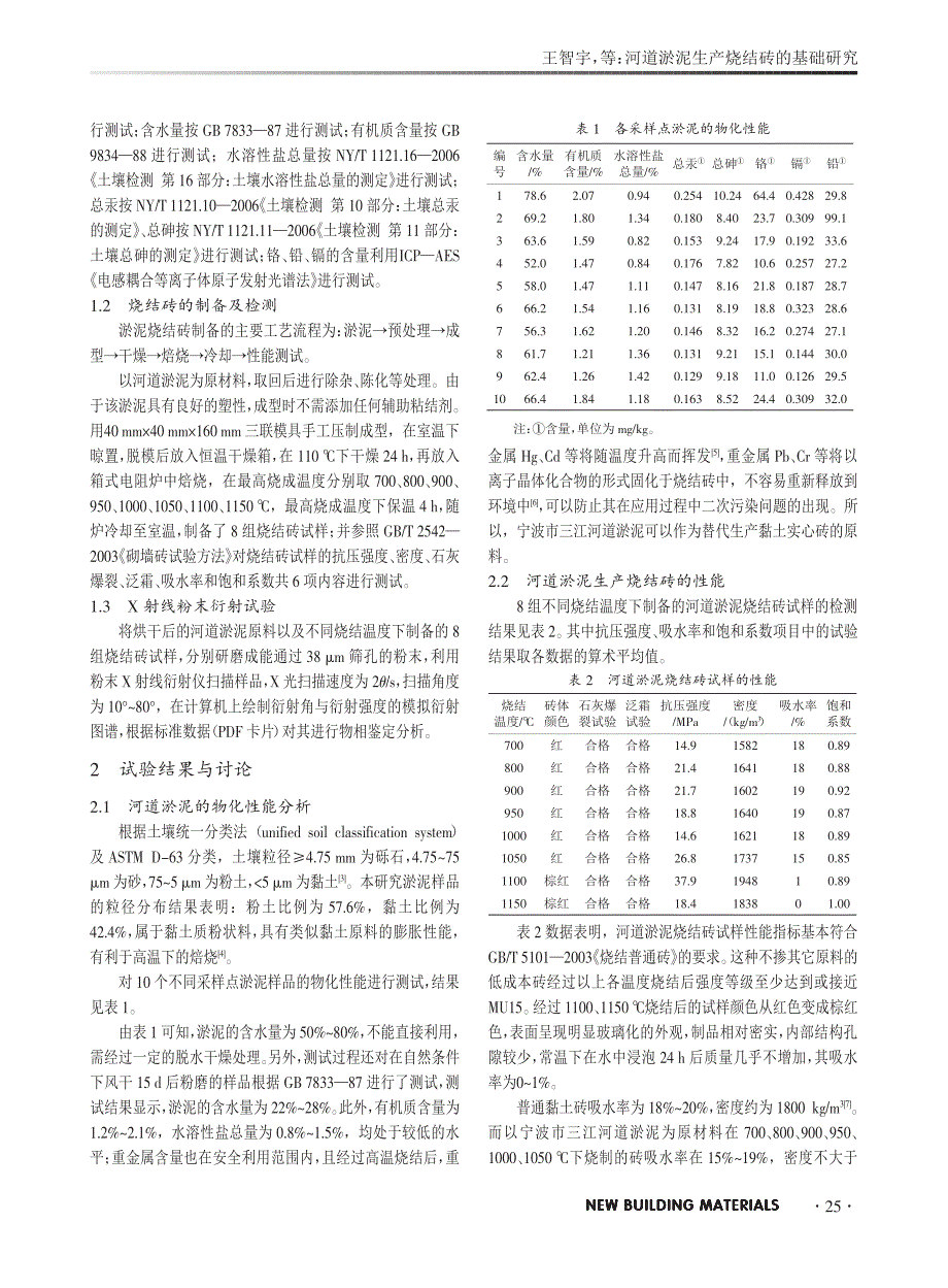 河道淤泥生产烧结砖的基础研究_第2页