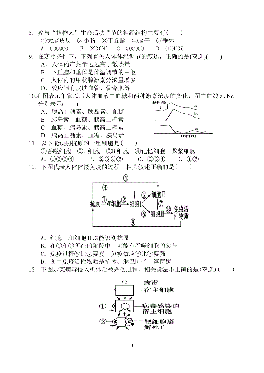 高二生物必修3节复习资料_第3页