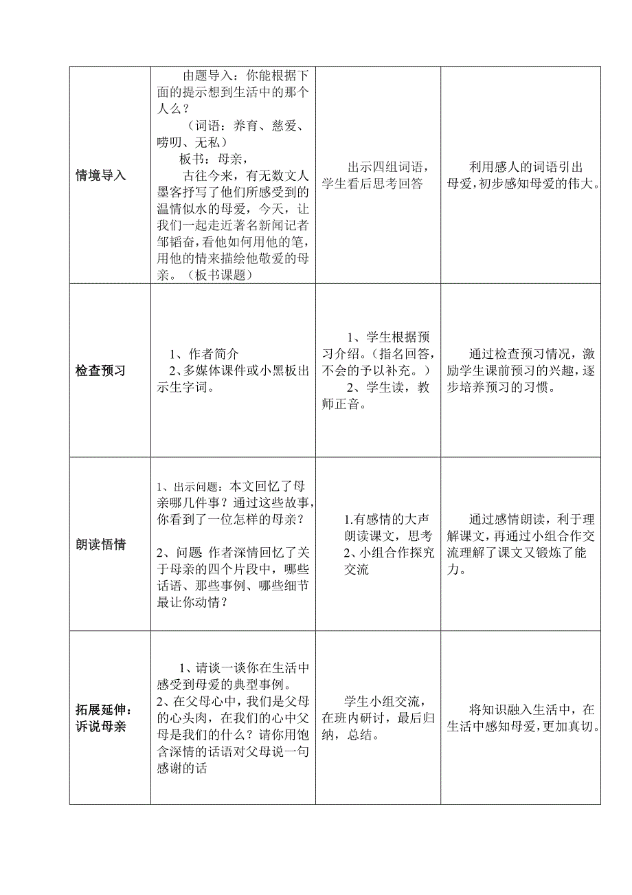 邹韬奋《我的母亲》教学设计与反思_第2页