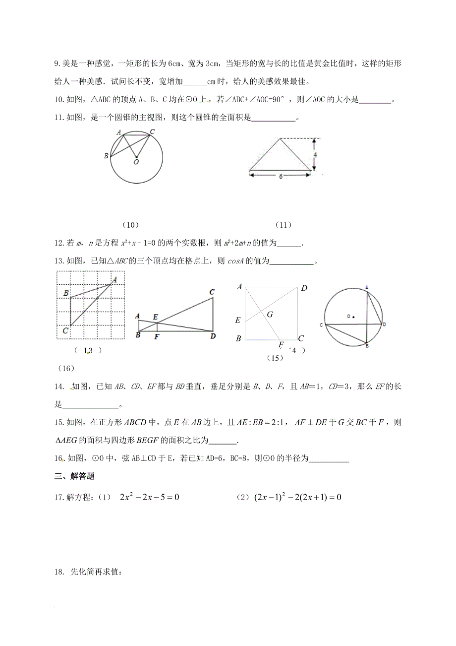 九年级数学双休日作业（11_14-11_15）（无答案） 苏科版_第2页