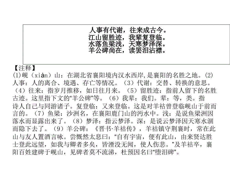 2017-2018学年苏教版选修《唐诗宋词选读》与诸子登岘山 课件（16张）_第4页