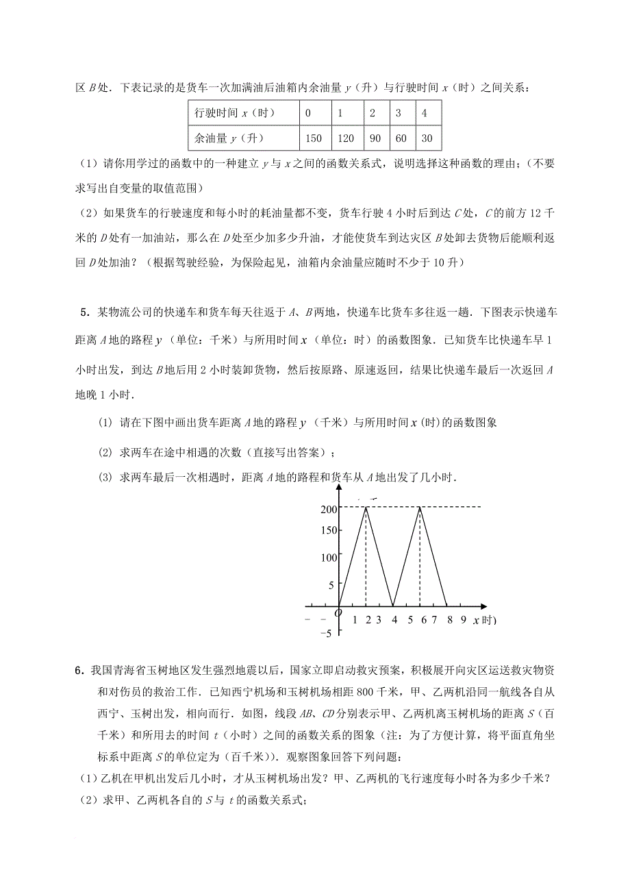 中考数学专题复习训练 一次函数的应用（无答案）_第4页