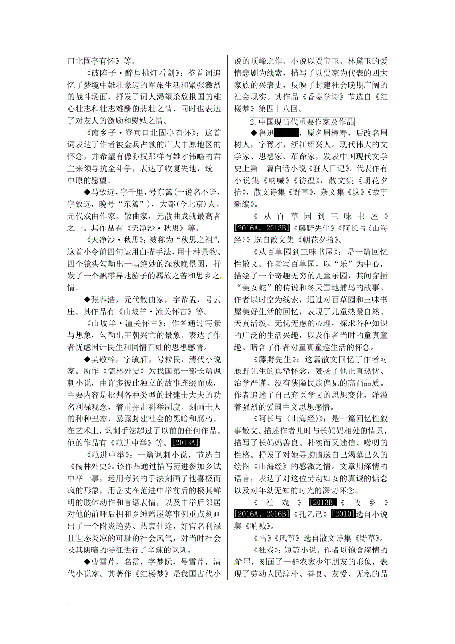 中考语文试题研究 第一部分 语文知识及运用 专题六 文学常识 易考文学常识梳理素材_第4页