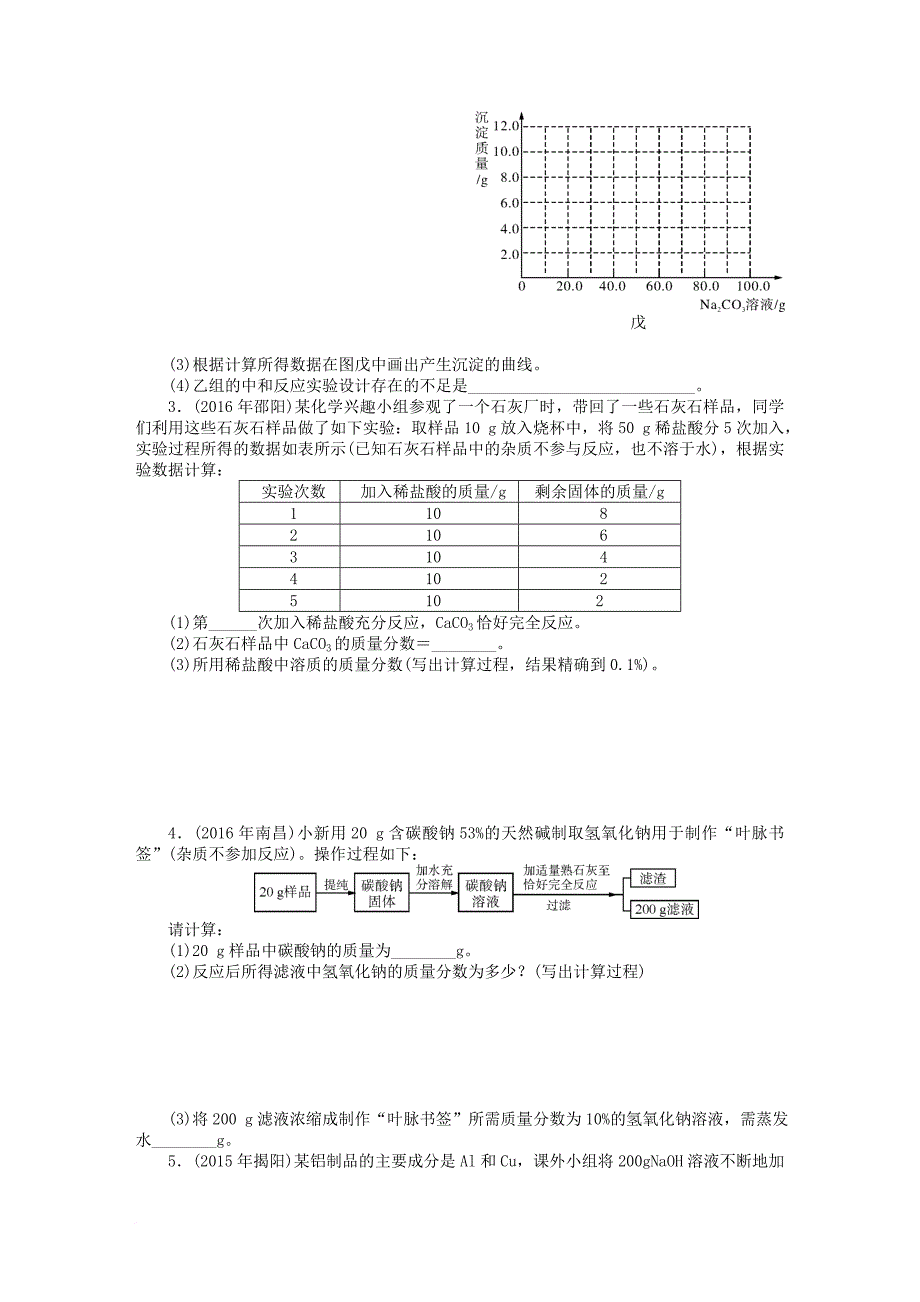 中考化学复习第二部分专题提升专题六综合计算题试题_第2页