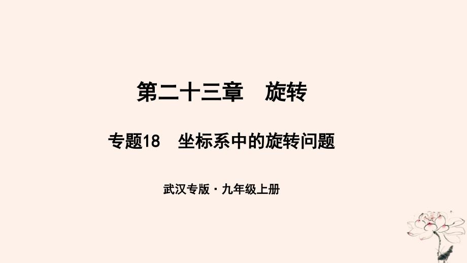 （武汉专版）2018年秋九年级数学上册 第二十三章 旋转 专题18 坐标系中的旋转问题课件 （新版）新人教版_第1页