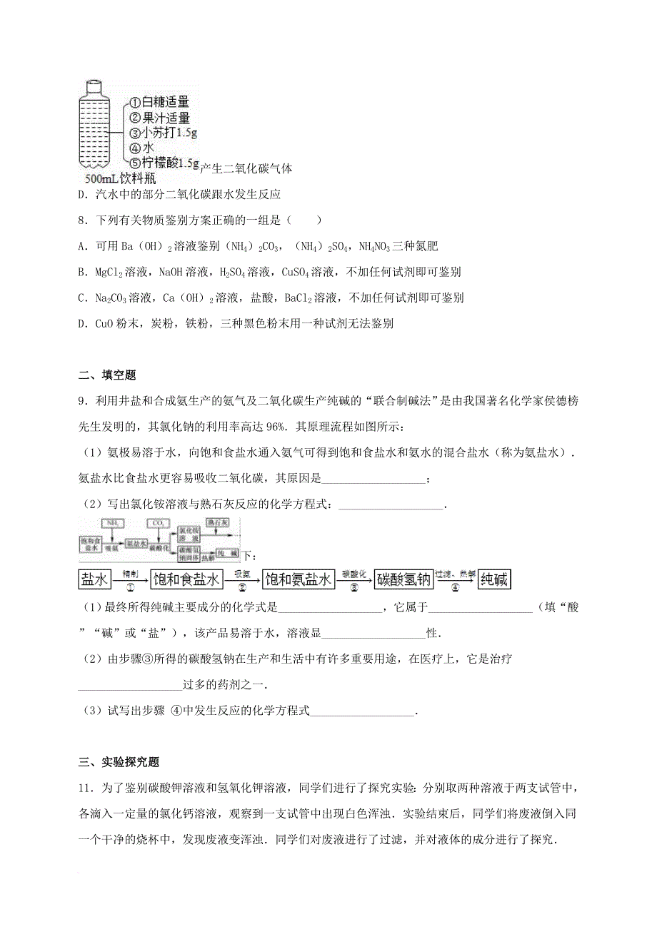 中考化学专题训练盐化肥含解析_第2页