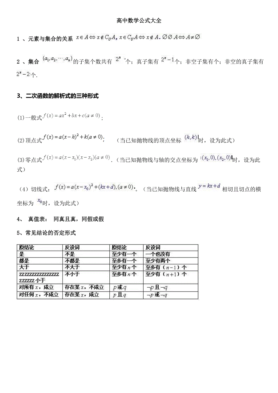 高中所有数学定义、方程公式_第1页