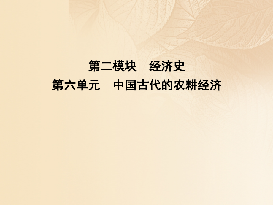 高考历史大一轮复习 第六单元 中国古代的农耕经济 考点1 精耕细作农业生产模式的形成和农耕时代的手工业课件 岳麓版_第1页