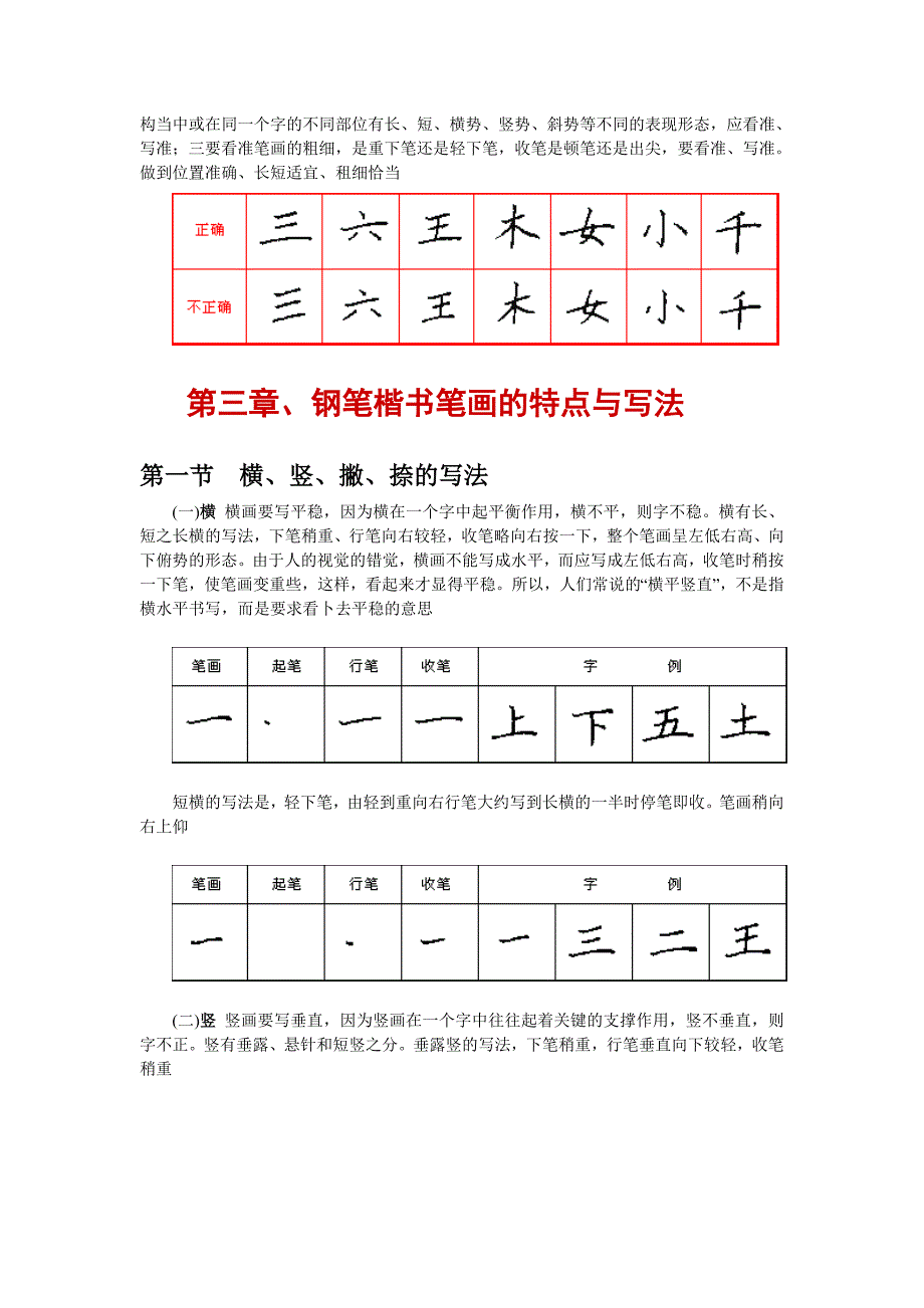 钢笔楷书特点与书写要领：点横竖撇捺_第3页