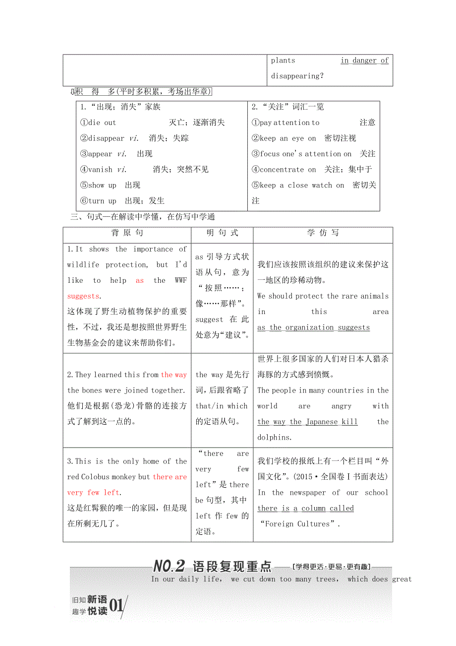 高三英语一轮复习 unit 4 wildlife protection教师用书 新人教版必修_第3页