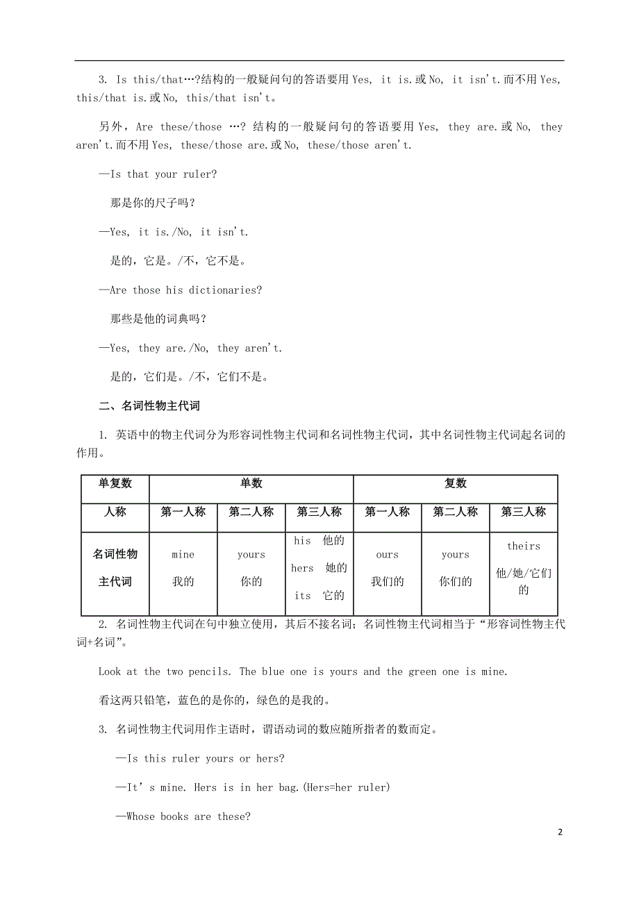 七年级英语上册 unit 3 is this your pencil（语法篇）试题 （新版）人教新目标版_第2页