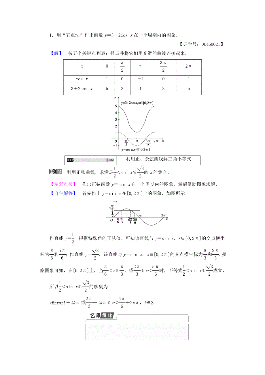 高中数学 第1章 三角函数 1_3_2.1 正弦、余弦函数的图象学案 苏教版必修4_第4页