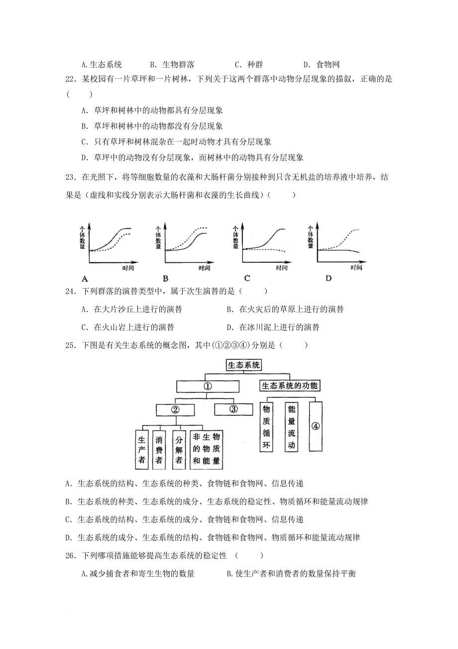 高二生物下学期第一次月考试题_1_第5页