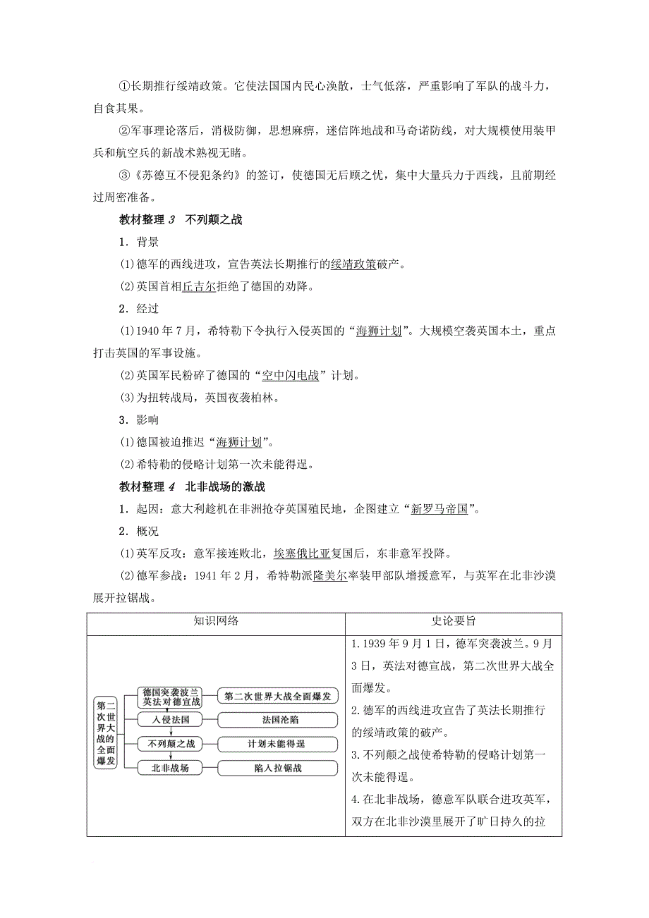 高中历史 第3单元 第二次世界大战 第4课 第二次世界大战的全面爆发学案 新人教版选修_第2页