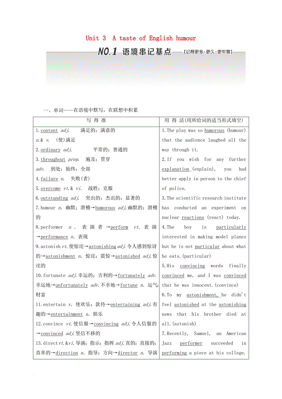 高三英语一轮复习 unit 3 a taste of english humour教师用书 新人教版必修_第1页