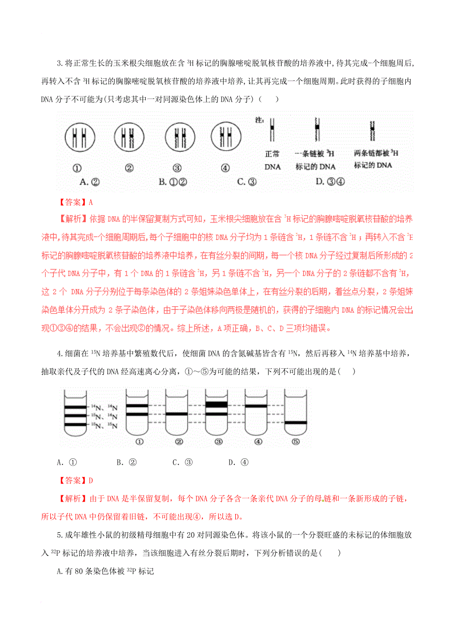 高中生物 第三章 基因的本质 3_3 dna的复制（练）（提升版，含解析）新人教版必修2_第2页