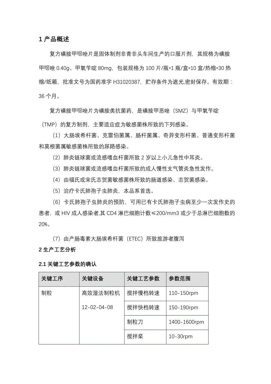 复方磺胺甲噁唑片持续工艺确认报告_第3页