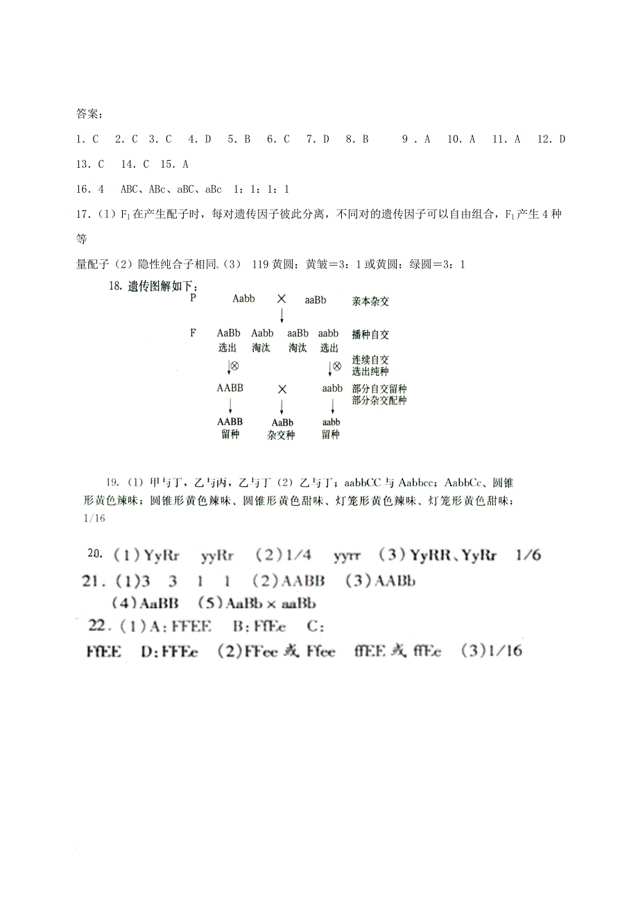 高中生物 第一章 遗传因子的发现 1_2 孟德尔的豌豆杂交实验（二）练习 新人教版必修2_第4页