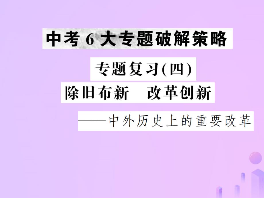 2019年中考历史复习 专题复习（四）除旧布新 改革创新课件_第1页