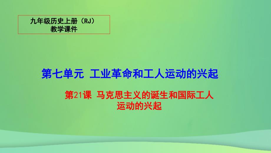 2018秋九年级历史上册 21 马克思主义的诞生和国际工人运动的兴起教学课件 新人教版_第1页