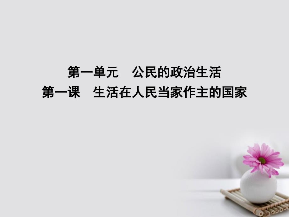 高考政治大一轮复习第一单元公民的政治生活第一课生活在人民当家作主的国家课件新人教版必修2_第1页