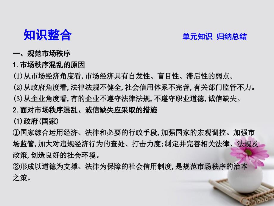 高考政治大一轮复习第四单元发展社会主义市抄济单元总结课件新人教版必修1_第4页