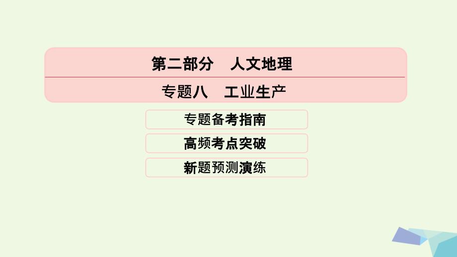 高考地理二轮专题突破（高频考点预测演练）专题八 工业生产课件_第2页