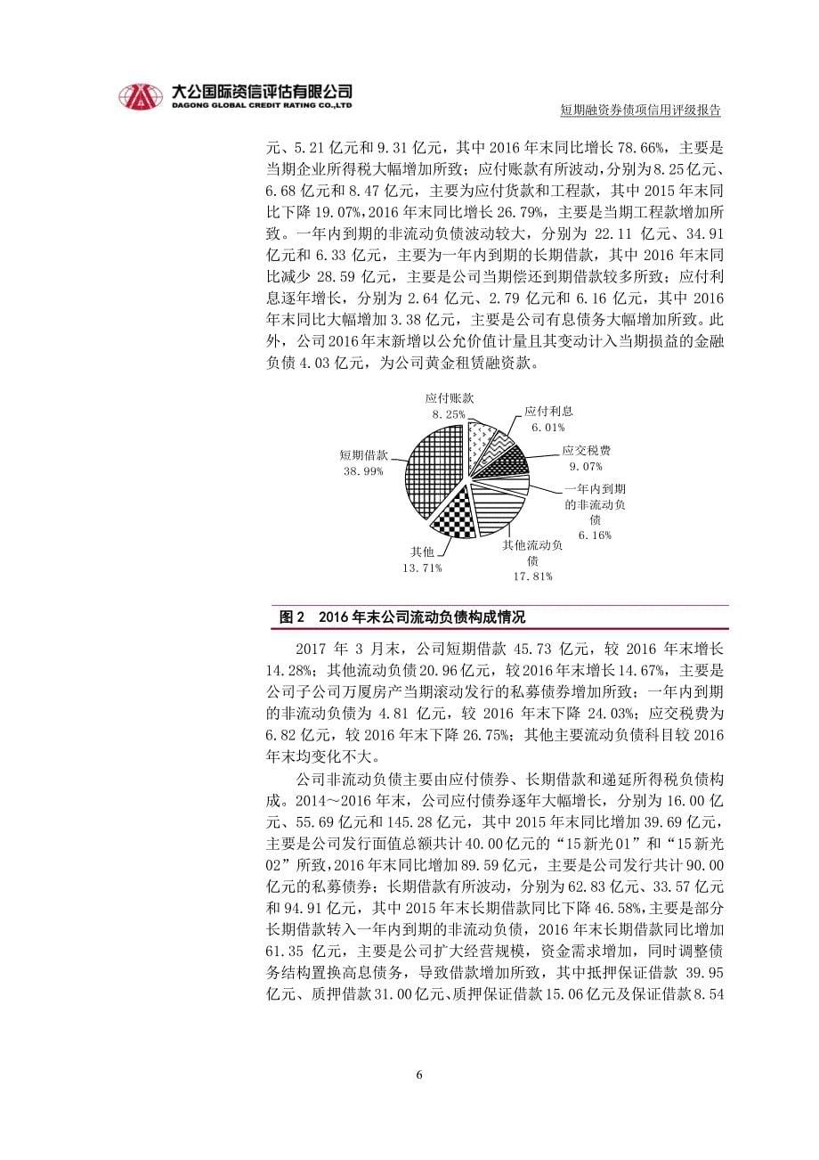 新光控股集团有限公司2017第二期短期融资券债项评级报告_第5页