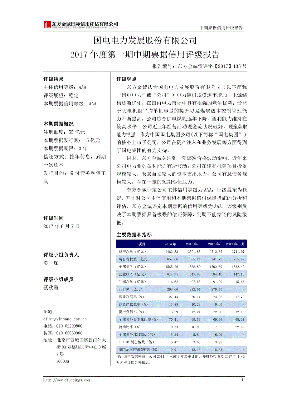 国电电力发展股份有限公司信用评级报告_第3页