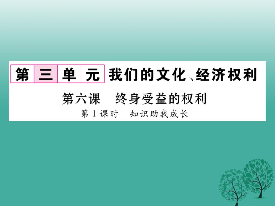 八年级政治下册第3单元我们的文化经济权利第6课终身受益的权利第1框知识助我成长课件新人教版_第1页