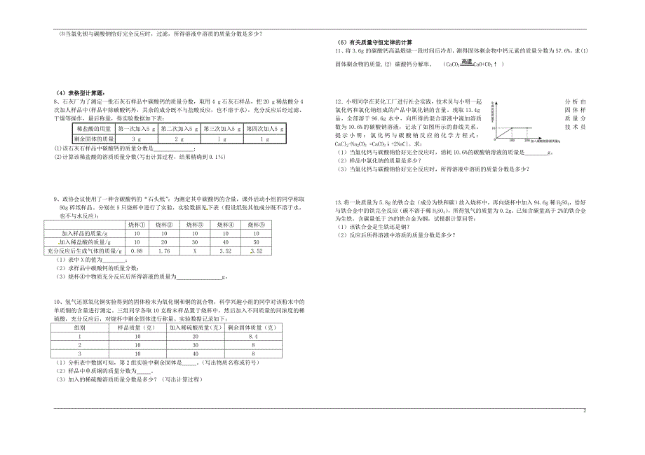 中考化学专题复习讲练第17讲化学计算题常考类型无答案_第2页