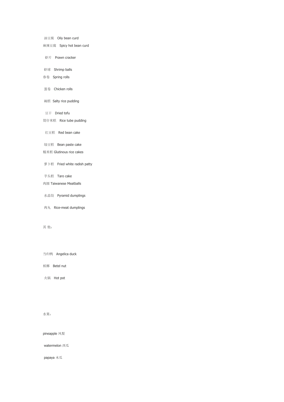 各种小吃英汉对照_第4页